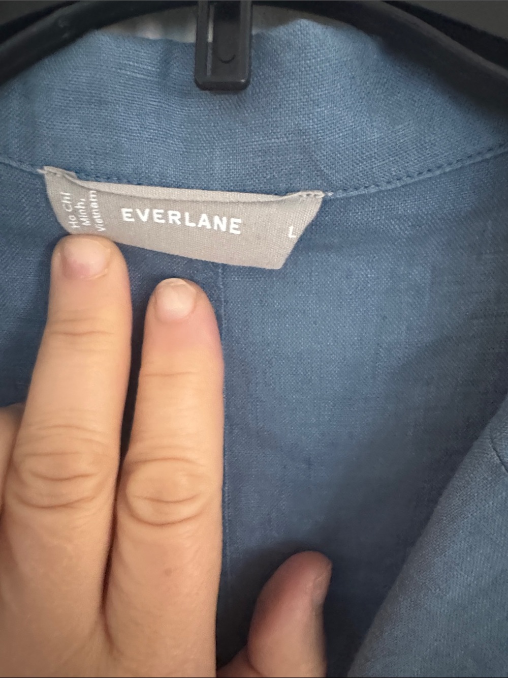 Everlane Light Blue Short-Sleeve Button Front linen shirt, sz L - Picture 2 of 6